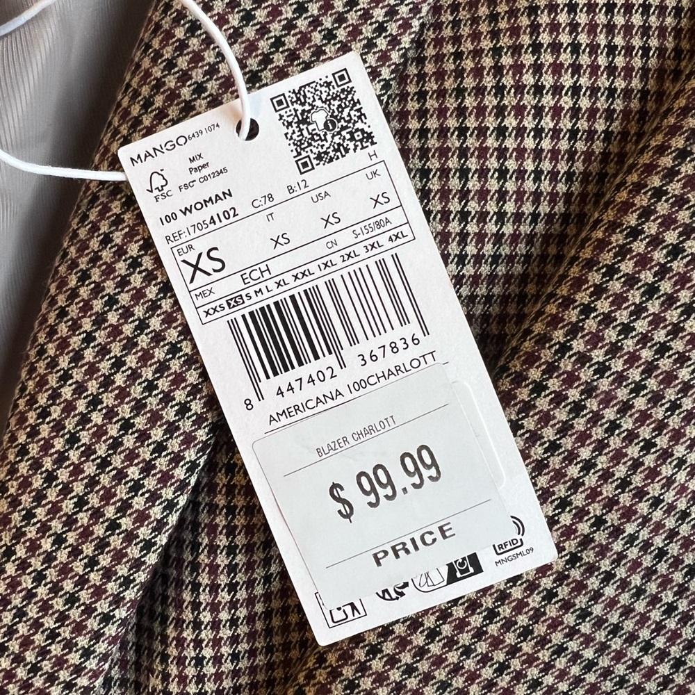 Mango Double-Breasted Micro Houndstooth Jacket NWT - image 5